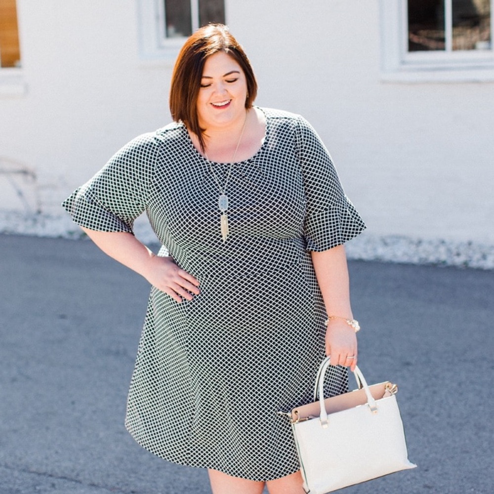 Talbots Quatrefoil Print Dress with sleeves, size 3x